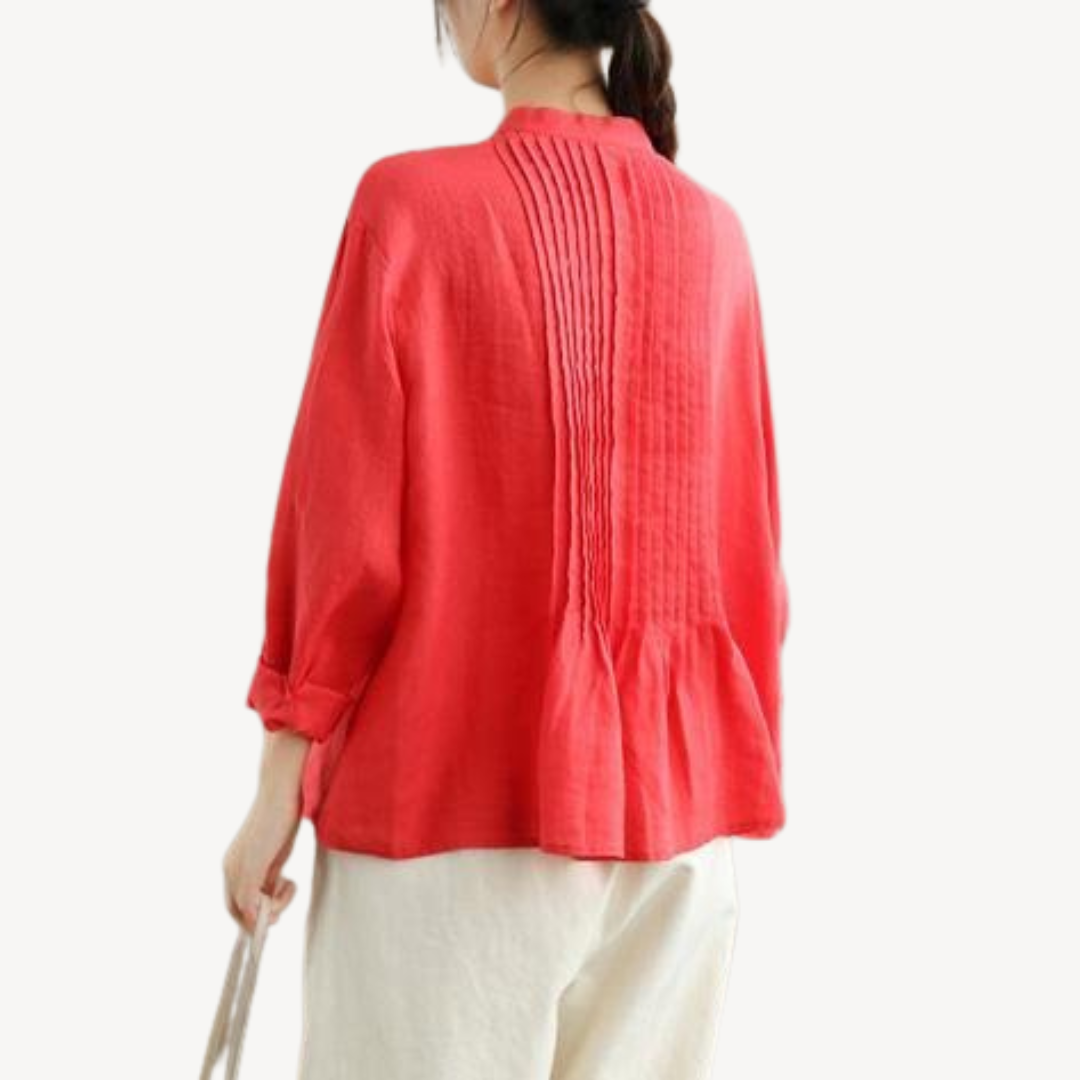 Women's Pleated Linen Blouse | Loravelle
