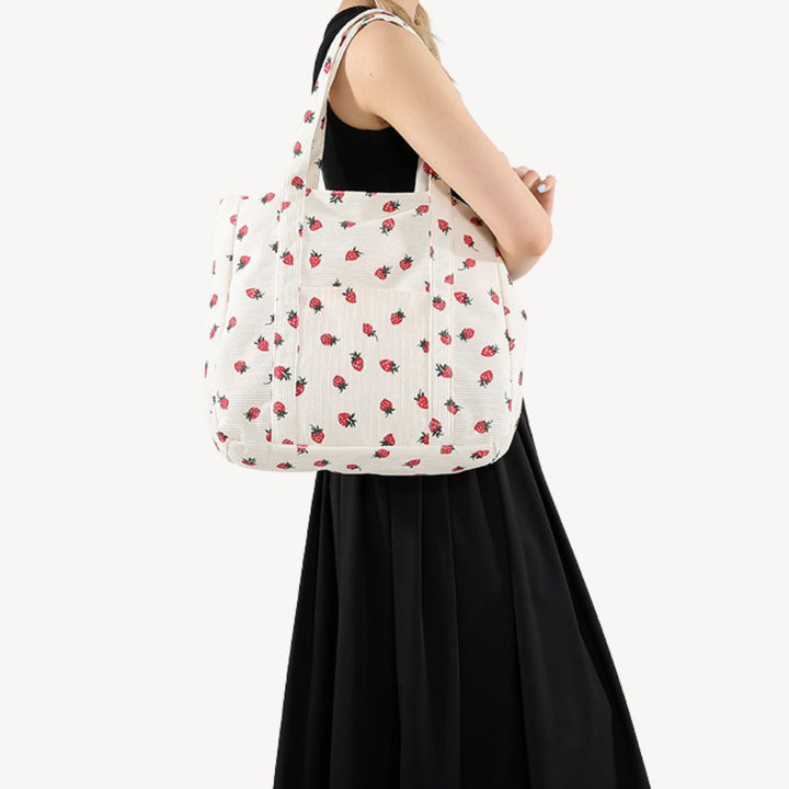 Corduroy Strawberry Tote Bag Women | Loravelle