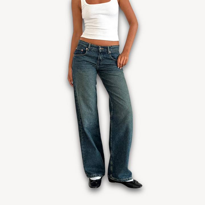 Loravelle | Women's Wide-Leg Jeans - High-Waisted Relaxed Fit Denim - 100% Cotton - Casual Adult Streetwear