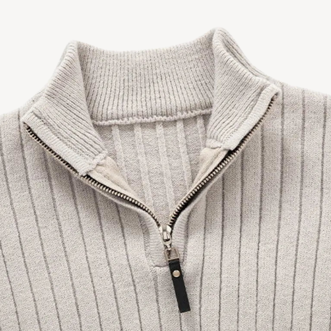 Men's Ribbed Quarter-Zip Sweater | Loravelle