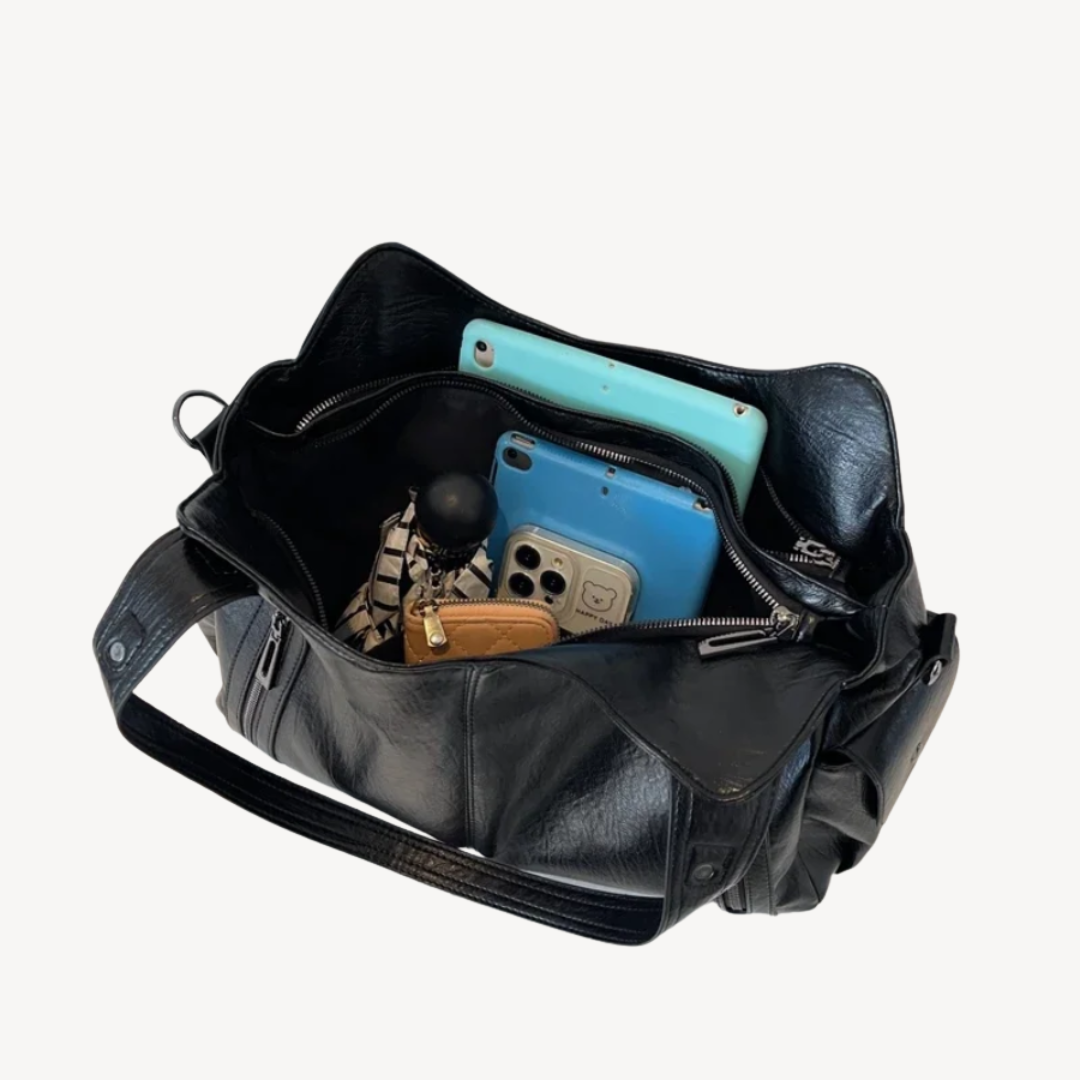 Women's Zippered Shoulder Bag Leather Tote Bag | Loravelle
