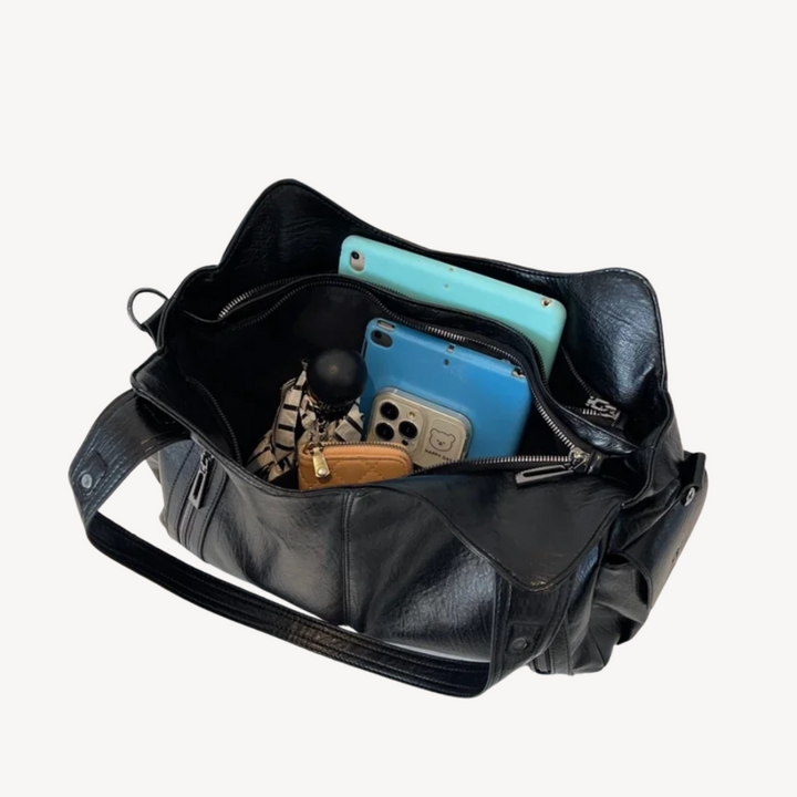 Women's Zippered Shoulder Bag Leather Tote Bag | Loravelle
