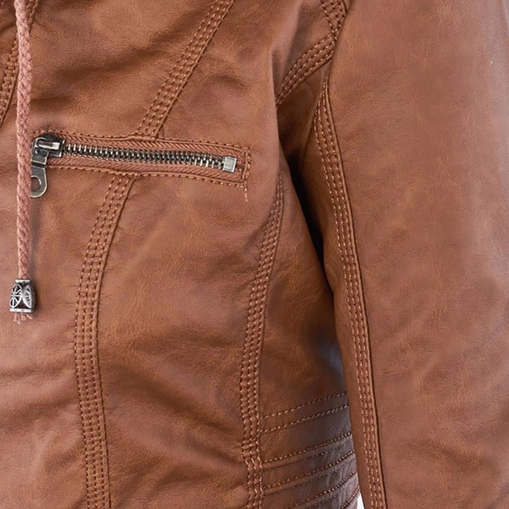 Women's Waterproof Leather Hooded Jacket | Loravelle