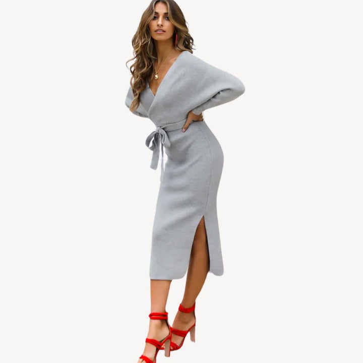 Women's Knit Wrap Sweater Dress | Loravelle