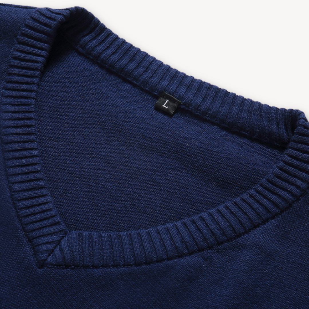 Loravelle | Men's V-Neck Sweater - Soft Cotton Blend - Slim Fit - Casual & Formal Wear