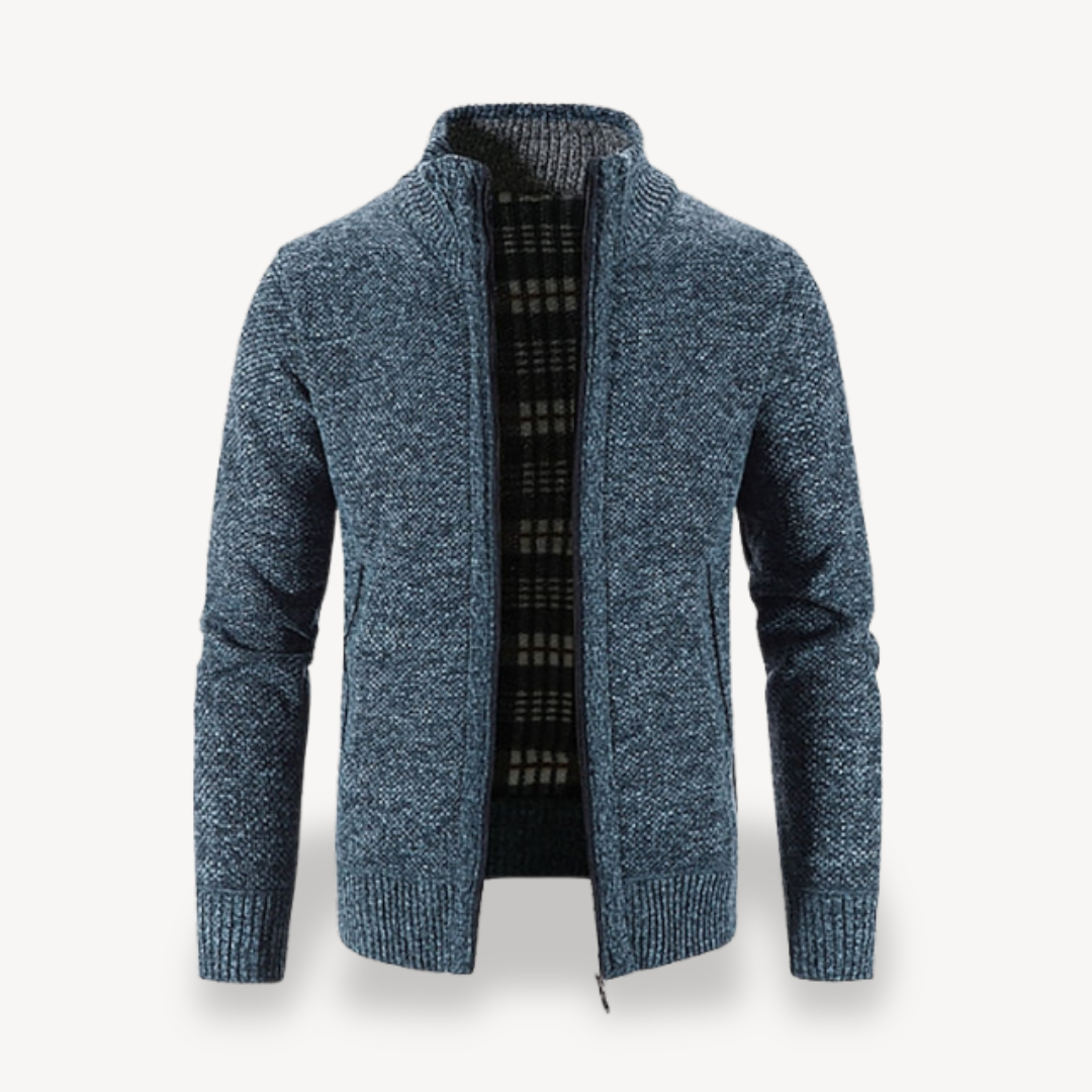 Men's Knitted Fleece Lined Zip Cardigan Sweater | Loravelle