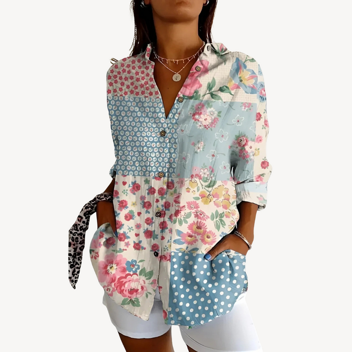 Print Button-Up Shirt Women | Loravelle