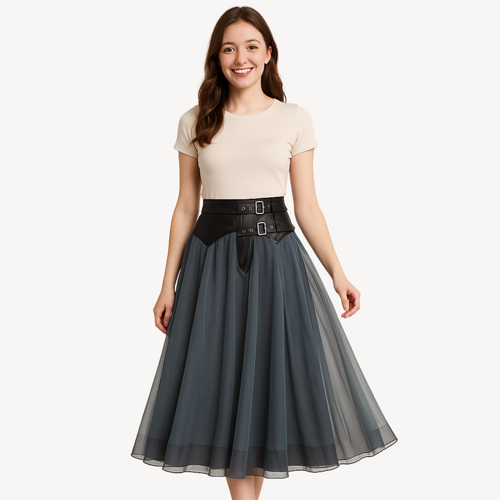 High Waist Gothic Maxi Skirt Women Chiffon | Loravelle
