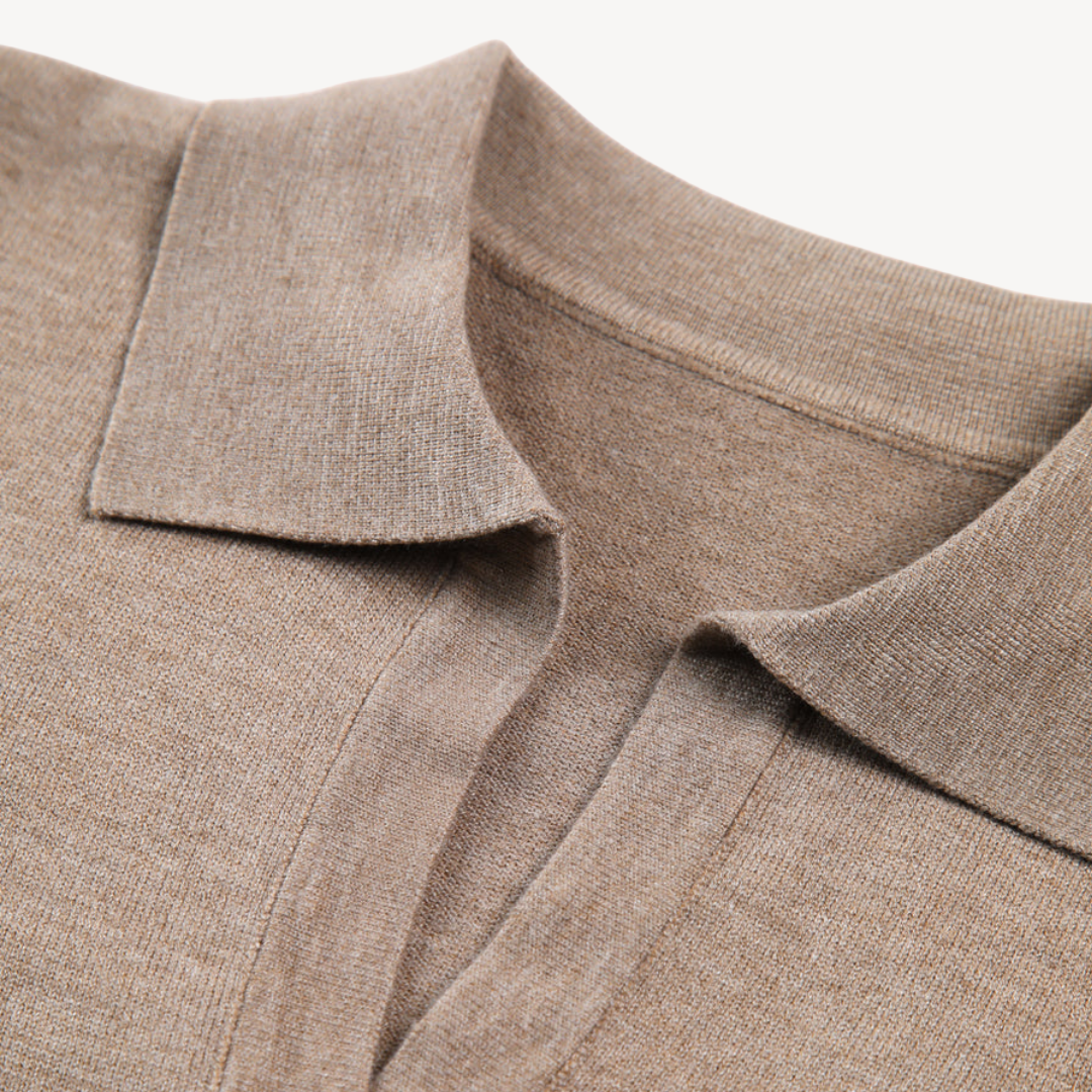 Knit Long Sleeve Polo V-Neck Sweater Women | Loravelle