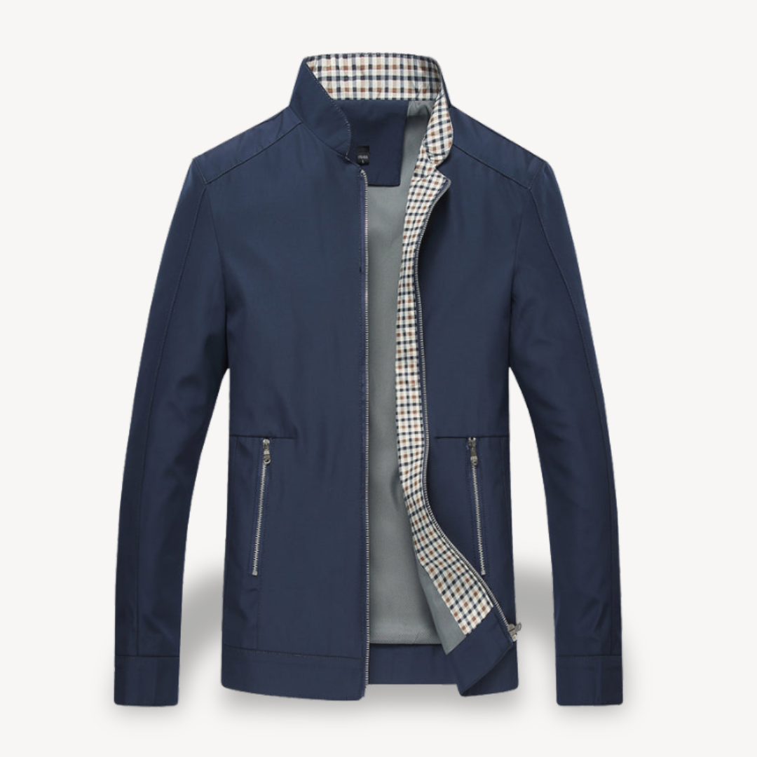 Men's Zip-Up Bomber Jacket with Check Lining | Loravelle