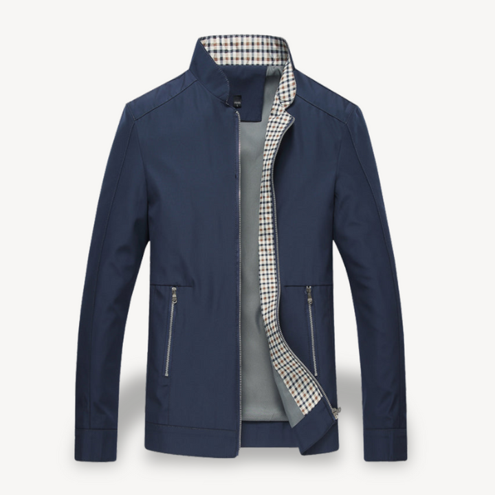 Men's Zip-Up Bomber Jacket with Check Lining | Loravelle
