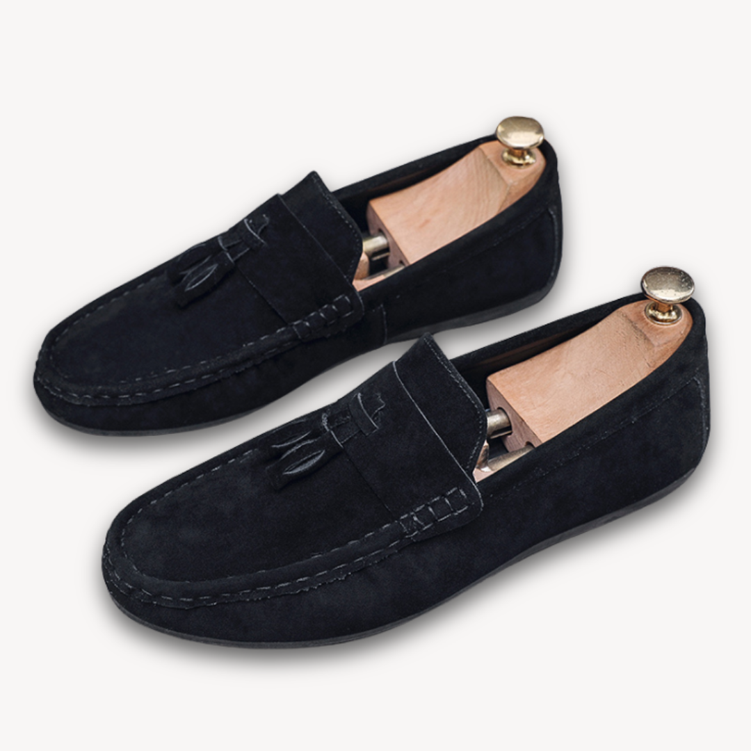 Loravelle | Men's Tassel Suede Loafers - Stylish Casual Shoes for Adults