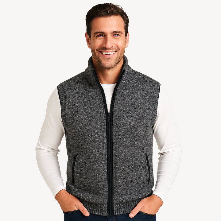 Men's Knit Vest with Checkered Lining | Loravelle