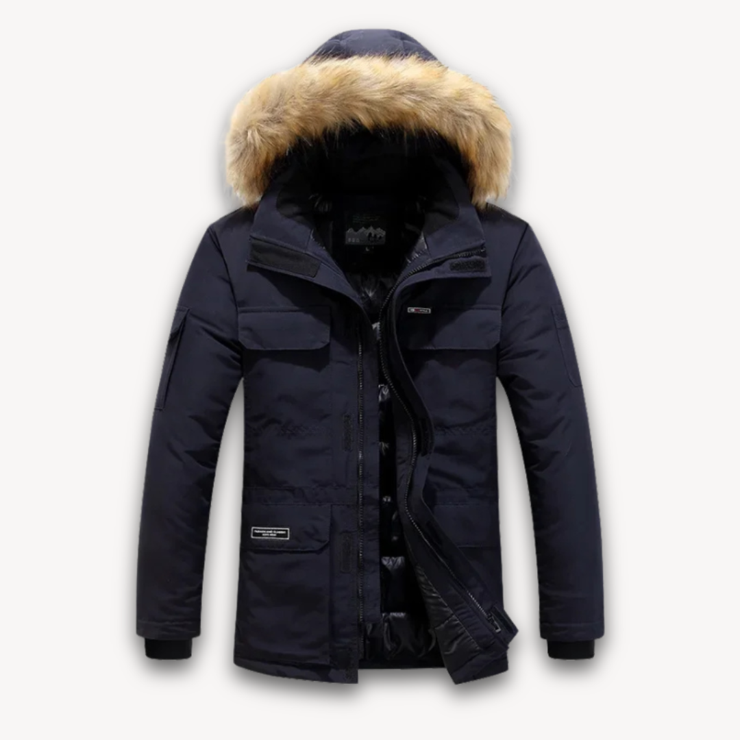 Loravelle | Men's Winter Parka Jacket with Faux Fur Hood - Waterproof