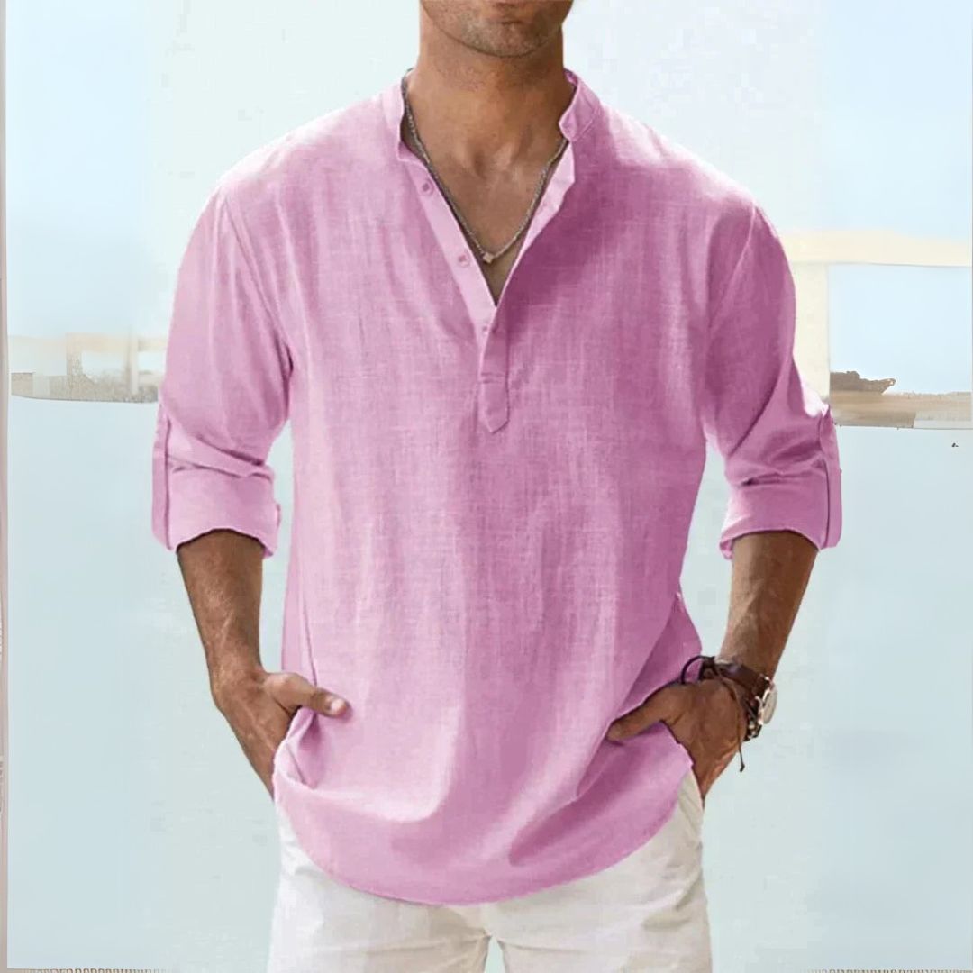Linen Henley Shirt Men | Loravelle