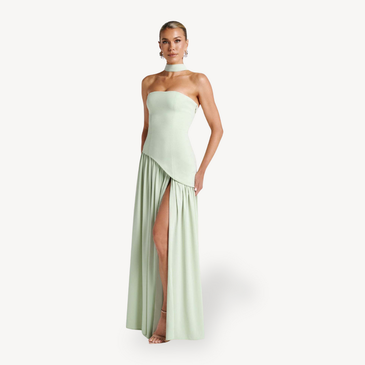 Women's Strapless Slit Maxi Dress | Loravelle