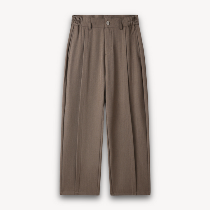 Loravelle | Men's ModernEase Pleated Wide-Leg Trousers, Cotton