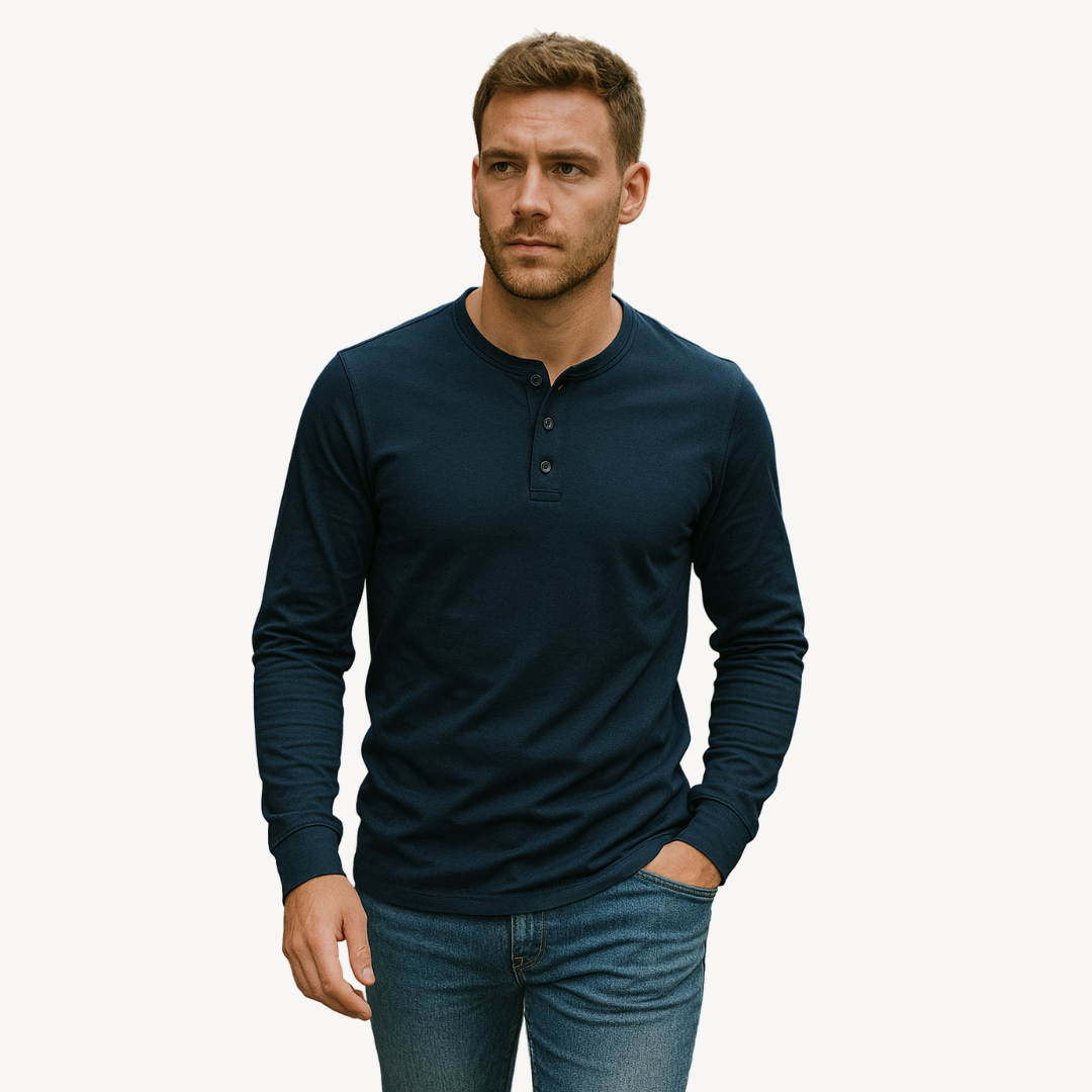 Men's Cotton Long Sleeve Henley Shirt | Loravelle