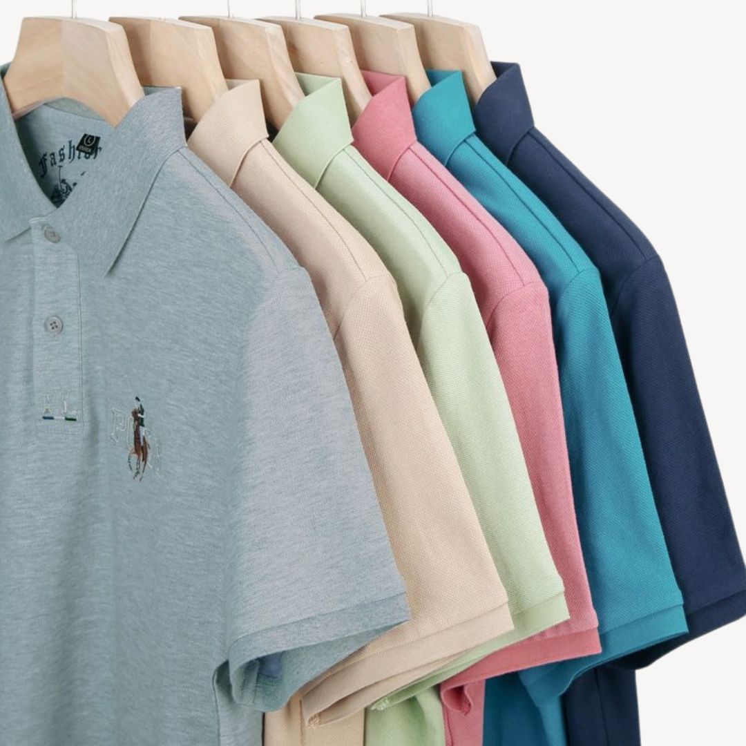 Men's Embroidered Cotton Pique Polo Shirt | Loravelle