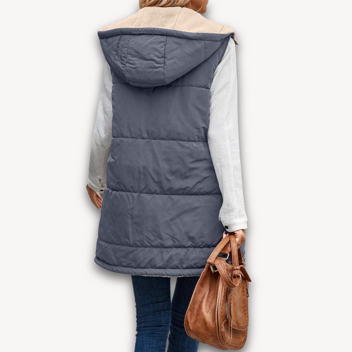 Loravelle | Women's Puffer Vest with Hood - Warm Sleeveless Jacket, Fleece Lined for Winter, Adult Casual Wear