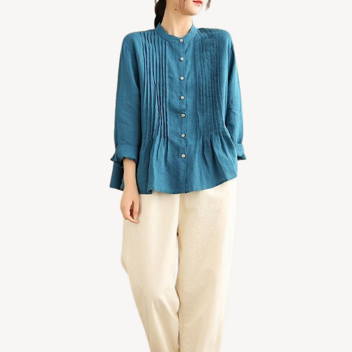 Women's Pleated Linen Blouse | Loravelle