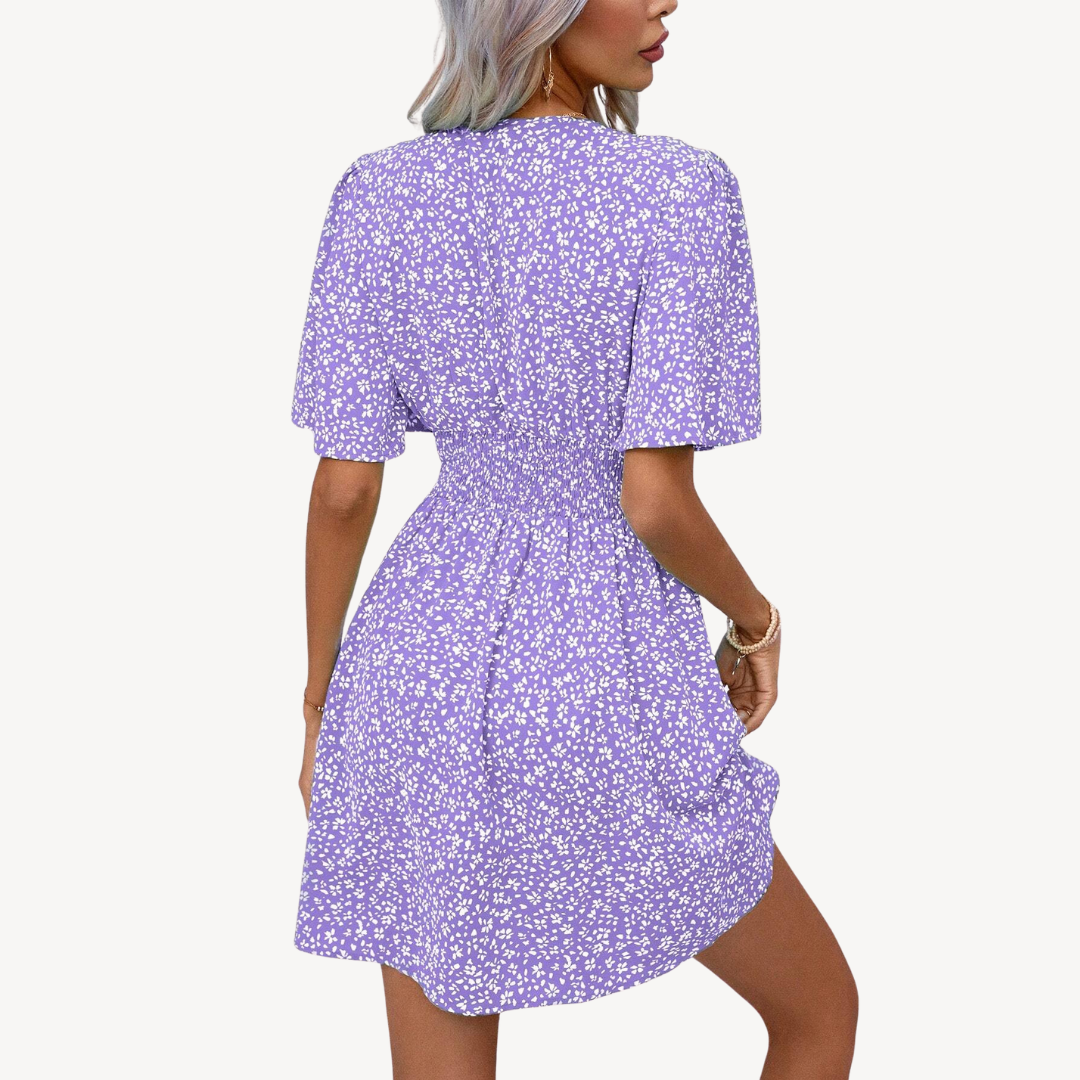 Women's V-Neck Short Sleeve Floral Summer Dress Casual | Loravelle