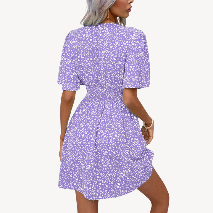 Women's V-Neck Short Sleeve Floral Summer Dress Casual | Loravelle