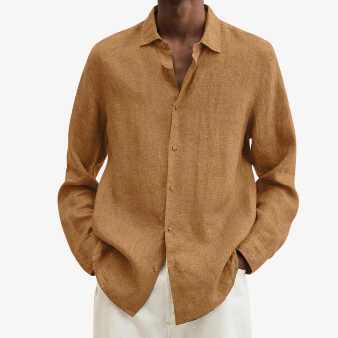 Men's Casual Long Sleeve Linen Shirt | Loravelle