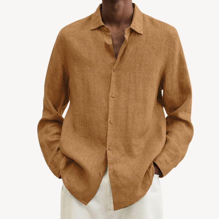 Men's Casual Long Sleeve Linen Shirt | Loravelle