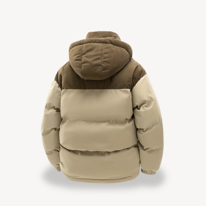 Men's Puffer Jacket with Corduroy Hood | Loravelle