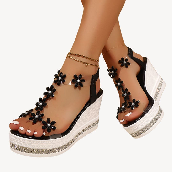 Orthopedic Wedge Sandals Women Floral Clear | Loravelle