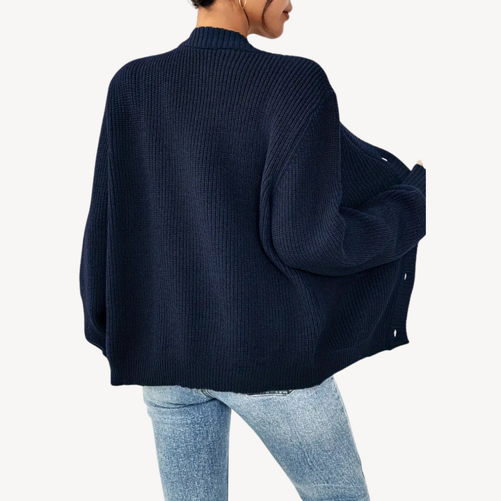 Women's V-Neck Drop Shoulder Cardigan Sweater | Loravelle