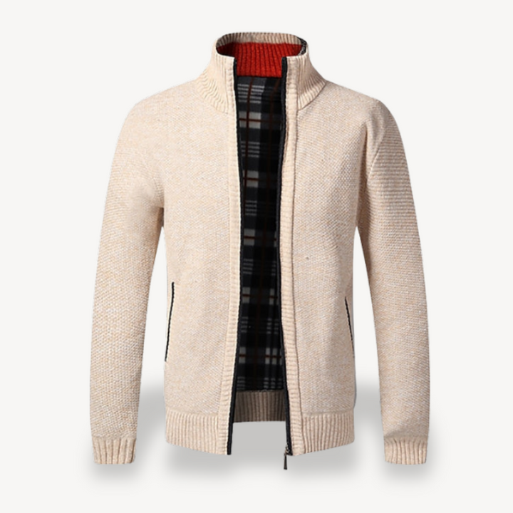 Men's Knitted Fleece Lined Zip Cardigan Sweater | Loravelle