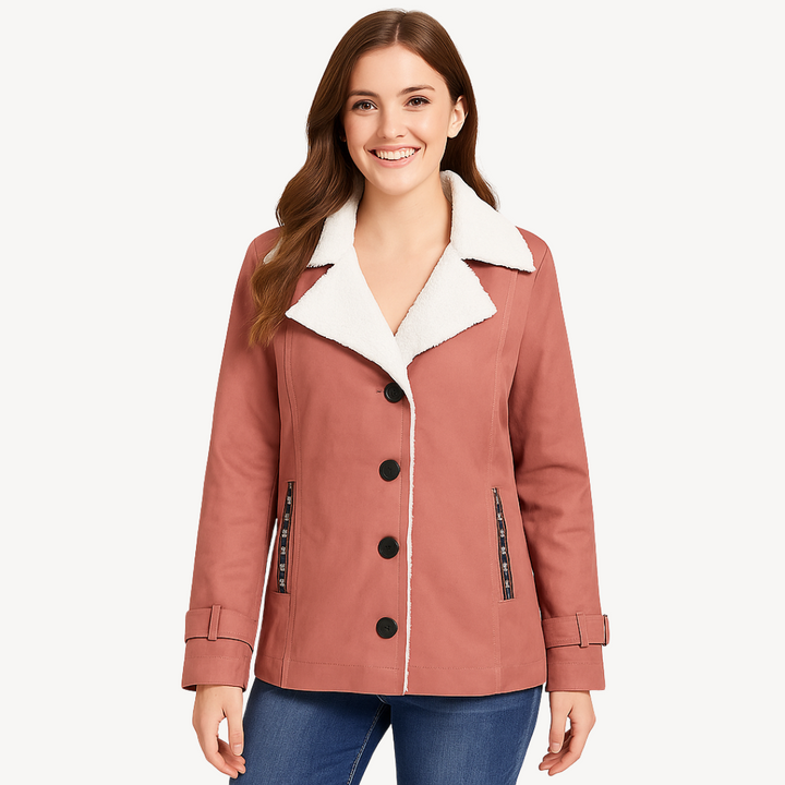 Women’s Fleece-Lined Coat with Buttons | Loravelle