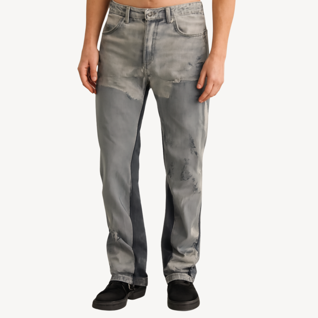 Men’s Stacked Jeans – Streetwear Slim Fit Denim in Black, Gray & Blue | Loravelle