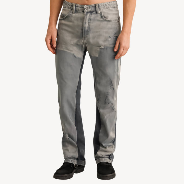 Men’s Stacked Jeans – Streetwear Slim Fit Denim in Black, Gray & Blue | Loravelle