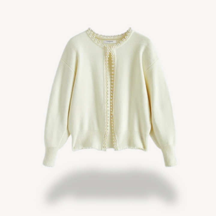 Women’s Knit Cardigan with Pearl Trim | Loravelle
