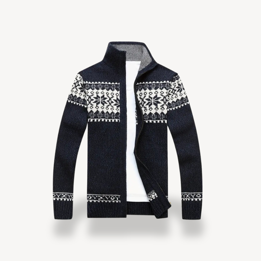 Nordic Knit Full-Zip Sweater Men | Loravelle