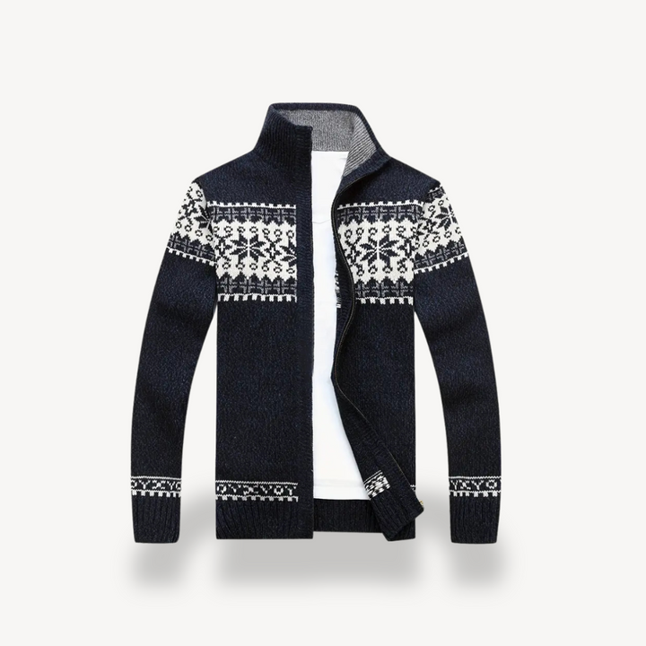 Nordic Knit Full-Zip Sweater Men | Loravelle