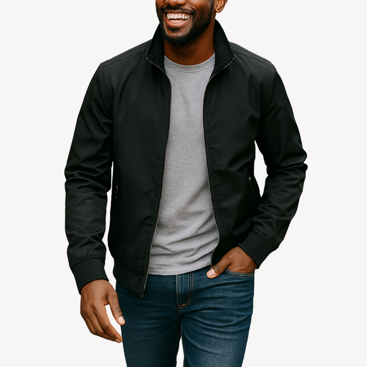 Men's Zip-Up Bomber Jacket with Check Lining | Loravelle