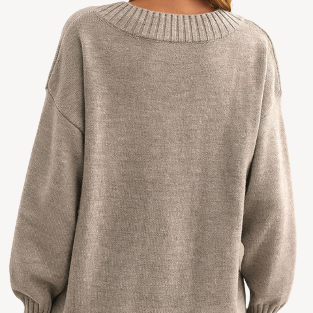 Women's V-Neck Knit Pullover Sweater | Loravelle
