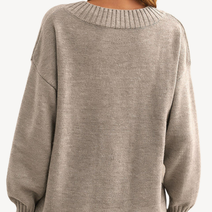 Women's V-Neck Knit Pullover Sweater | Loravelle