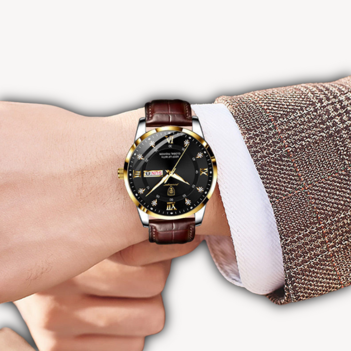 Loravelle | Men's Brown Leather Strap Watch