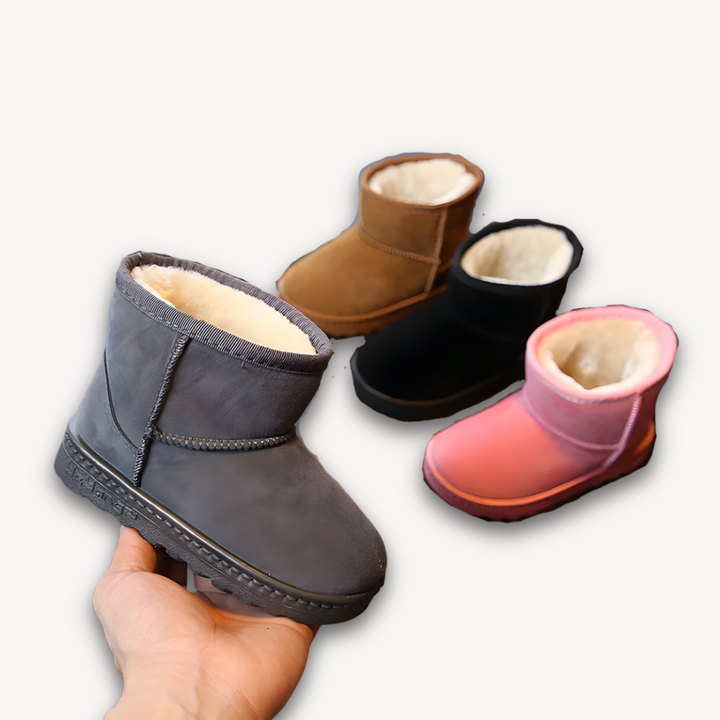 Loravelle | Suede Kids' Winter Boots with Faux Fur Lining - Slip-On Warm Snowproof Shoes for Girls and Boys