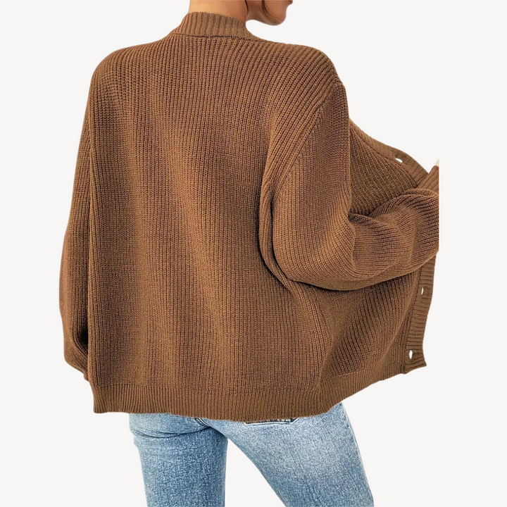 Women's V-Neck Drop Shoulder Cardigan Sweater | Loravelle