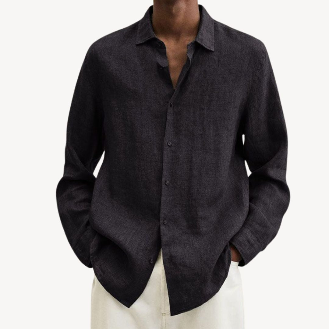 Men's Casual Long Sleeve Linen Shirt | Loravelle