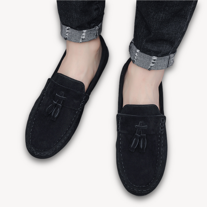 Loravelle | Men's Tassel Suede Loafers - Stylish Casual Shoes for Adults