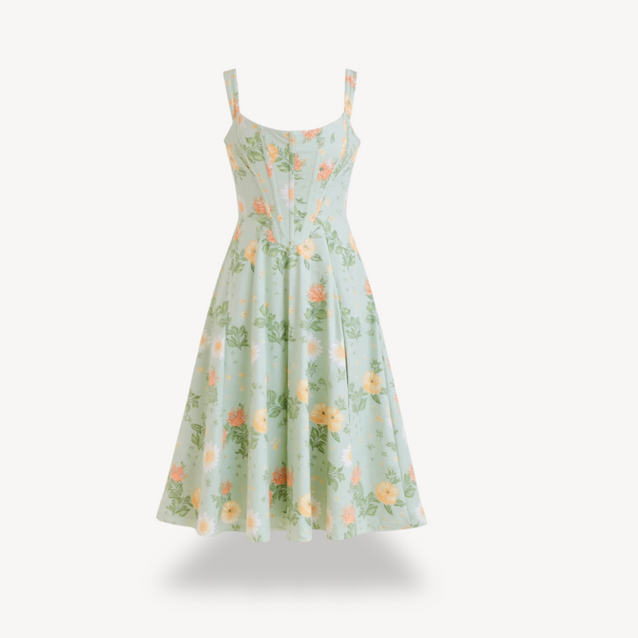 Women's Floral Print Midi Dress Cotton | Loravelle