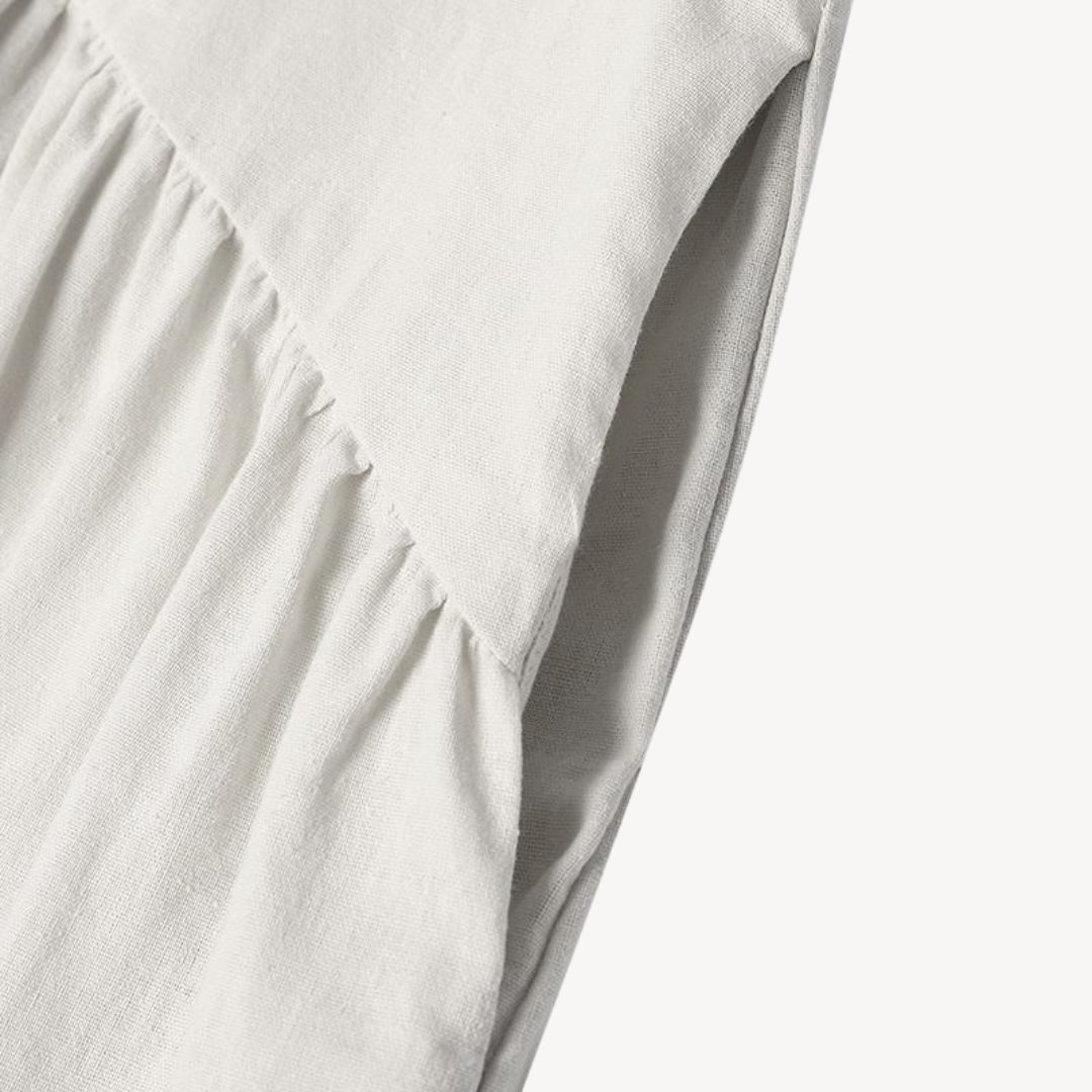 Linen Maxi Dress Women V-Neck Long Sleeve | Loravelle