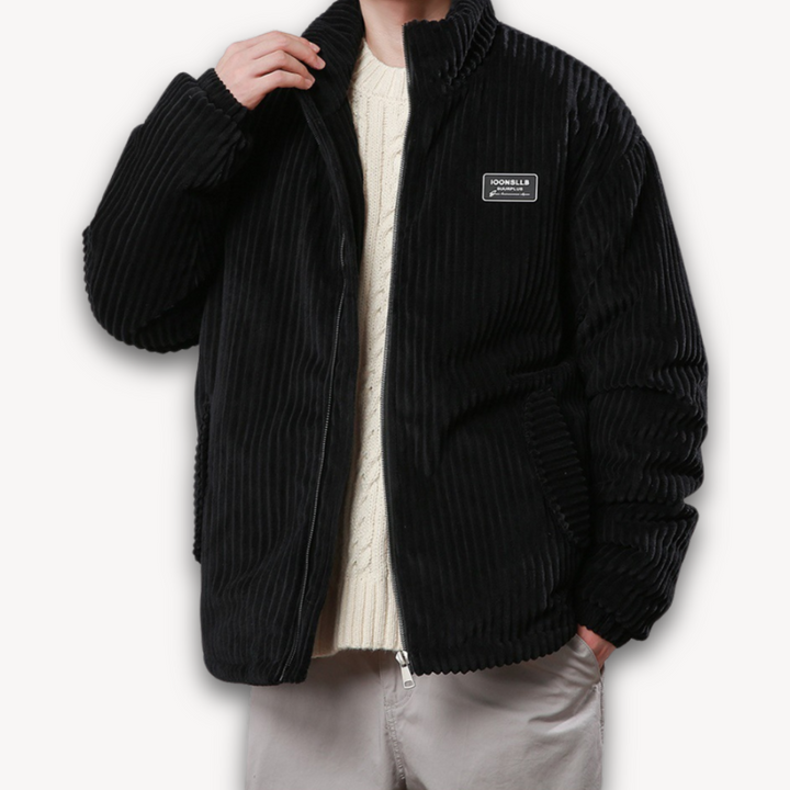 Loravelle | Men's Corduroy Quilted Jacket - Winter Warmth & Urban Style - Adult Outerwear